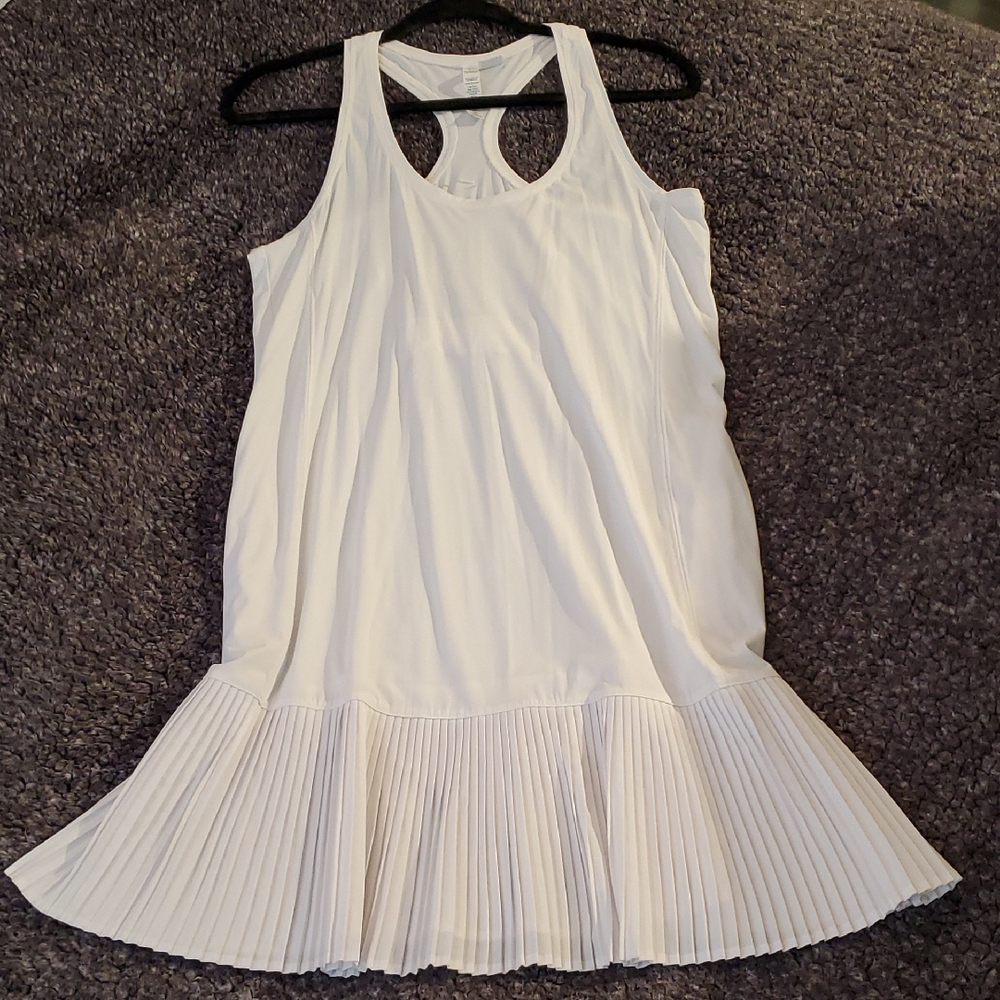 Diadora Luxe Collection White Tennis Dress w Pleated skirt & Pockets ELNC Sz M